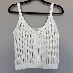 JCrew White Crochet Top